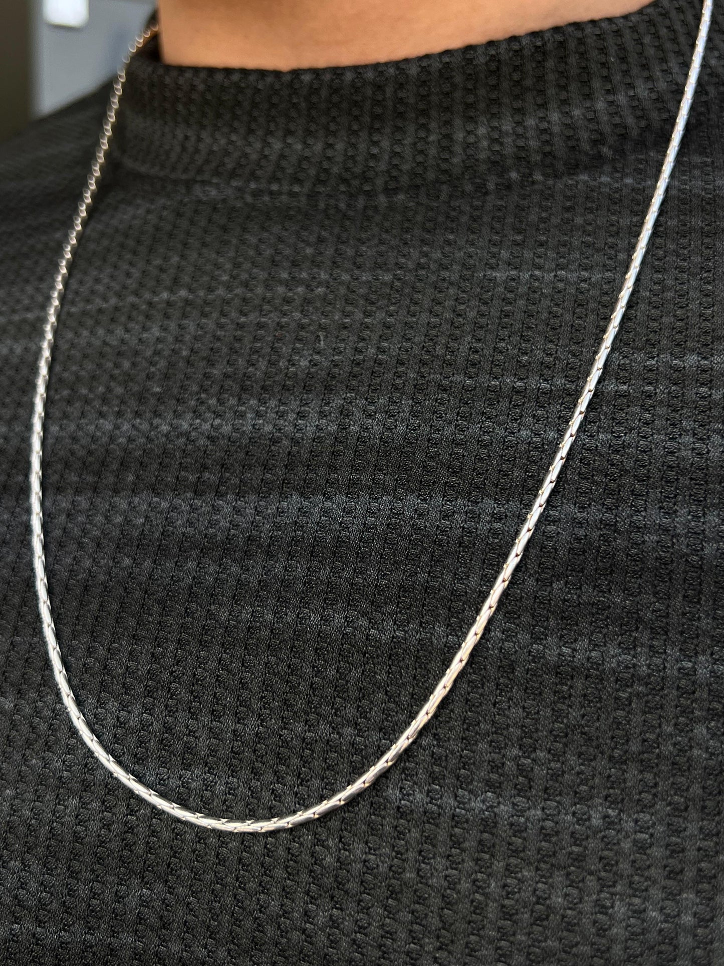 Sleek Necklace for Men's Sterling Silver 925s- (63cm-2mm)