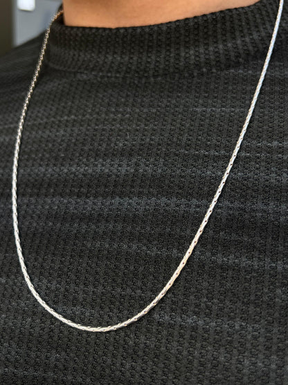 Sleek Necklace for Men's Sterling Silver 925s- (63cm-2mm)
