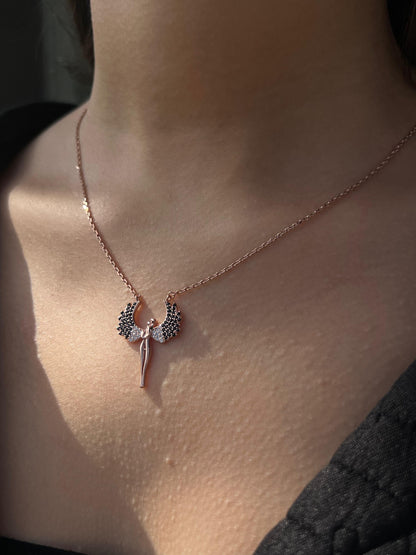 Rose Gold Plated- Royal Guardian Angel Necklace- Italian sterling Silver-925s