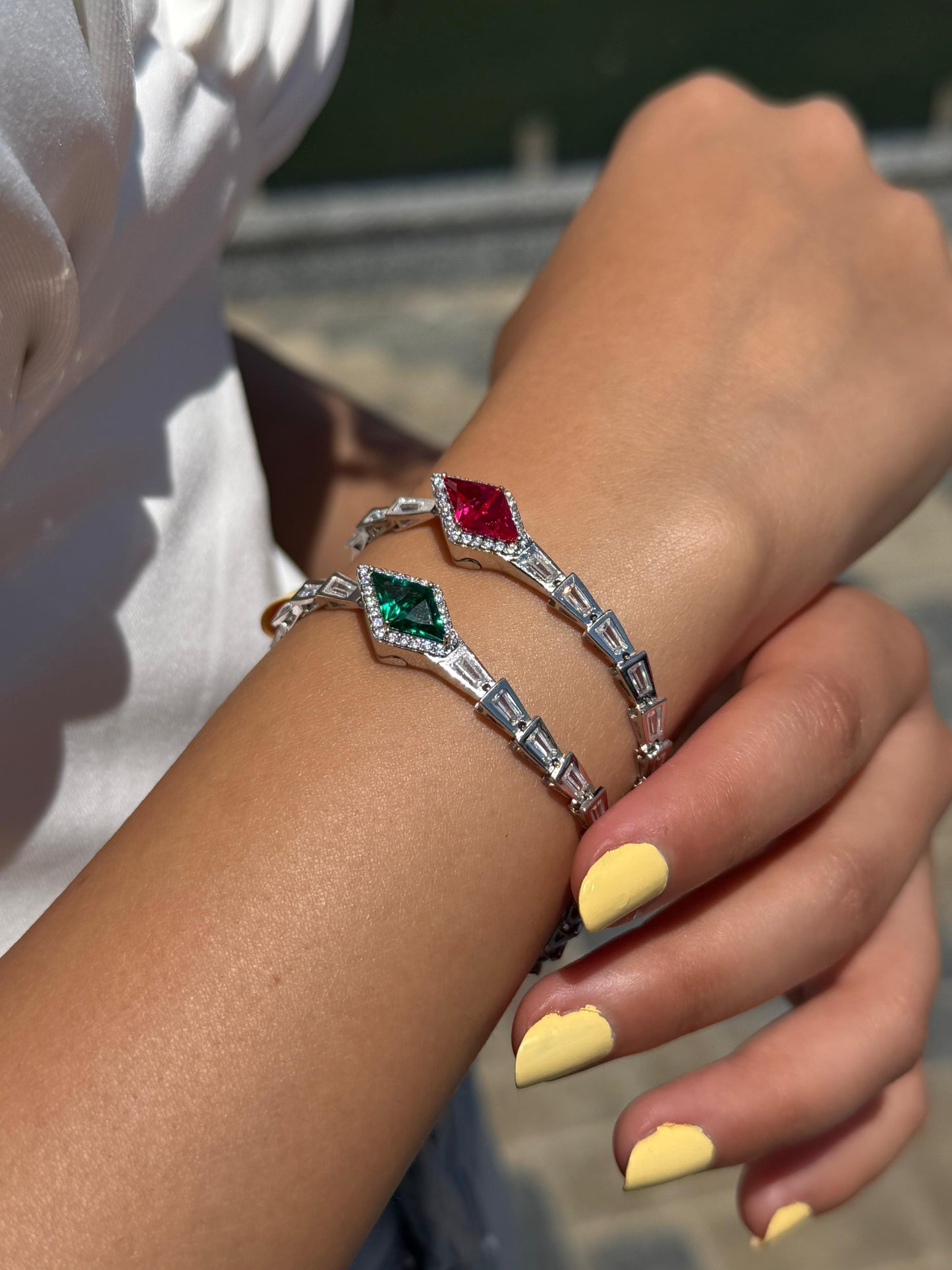 Fancy Snake Zirconia Bracelet -in Sterling Silver -925