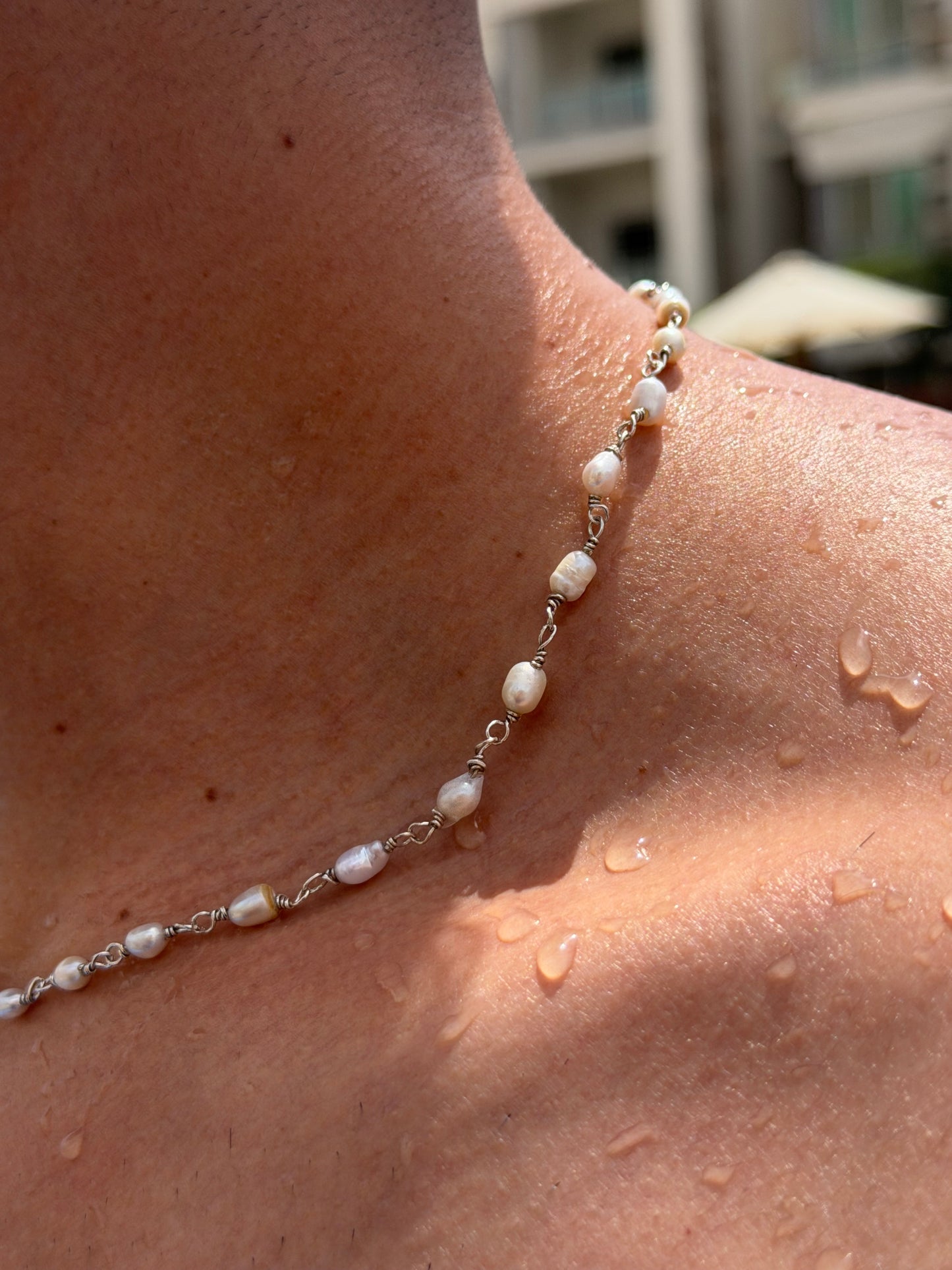 Equilibre Pearl  Necklace in Sterling Silver 925s