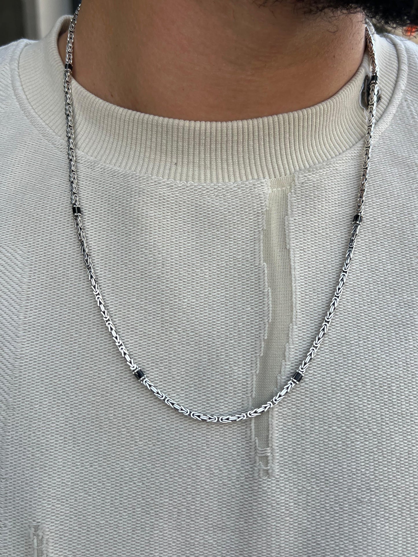 Black accent king Necklace For Men Sterling Silver925- 58cm-2mm