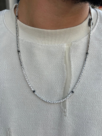 Black accent king Necklace For Men Sterling Silver925- 58cm-2mm