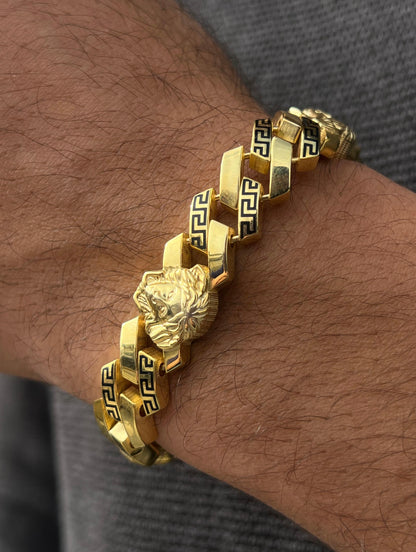 Fine Gold Plated Medusa bracelet in Pure Silver 925s (19cm-13mm)