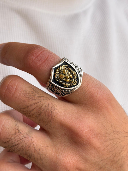 Gilded Lion Ring -for Men's Sterling Silver 925s