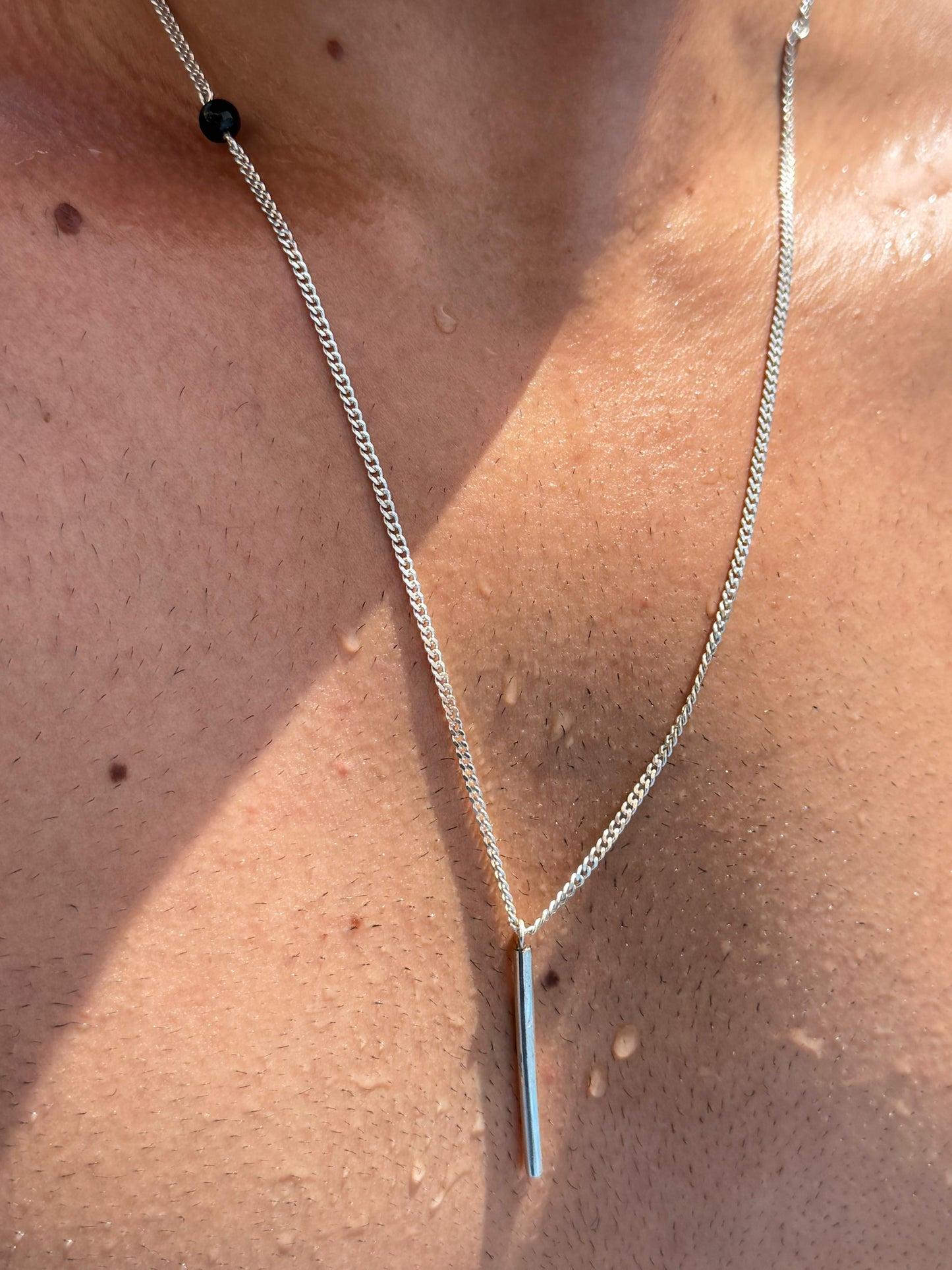 Bar Onyx Necklace in Sterling Silver 925s
