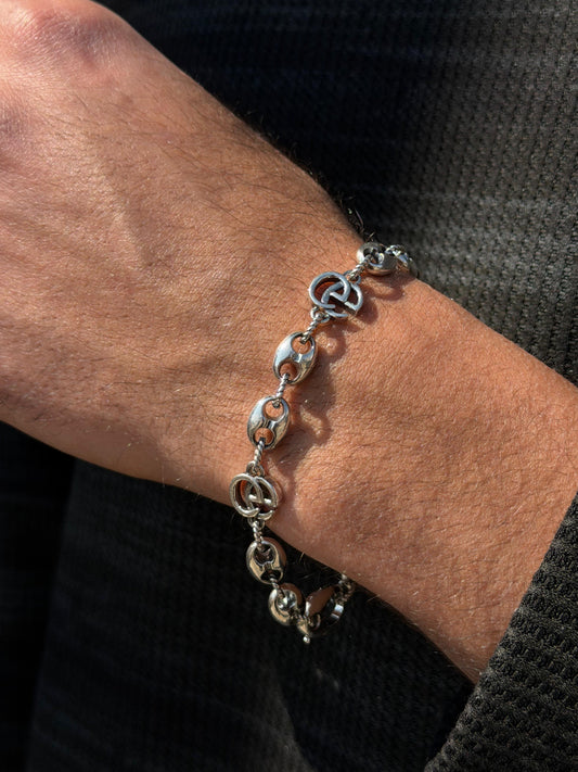 Interlocking Bracelet for Men's Sterling Silver 925s-20.5cm-11mm