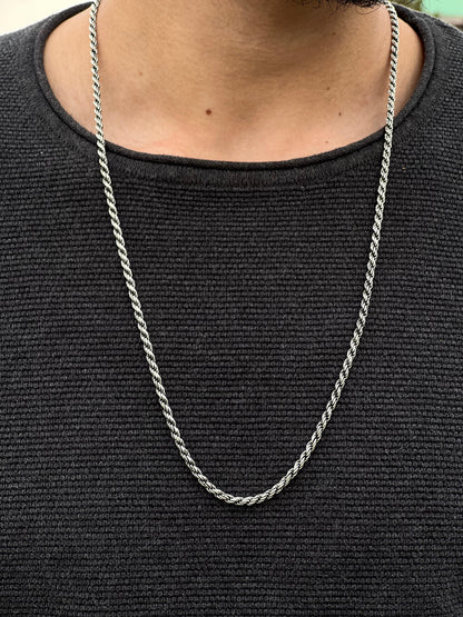 Thick Rope Necklace For Men Sterling Silver - 925
