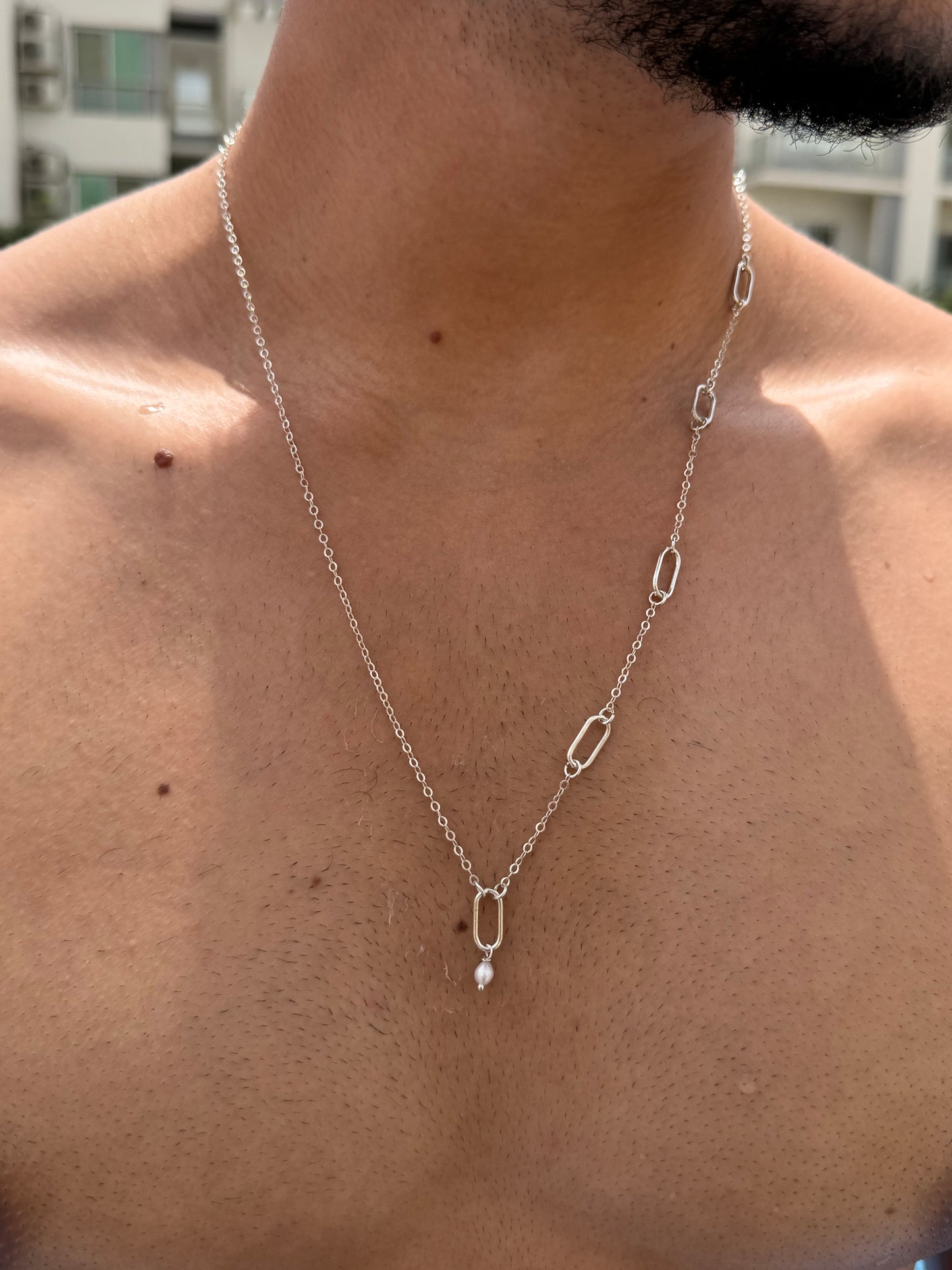 Waves Paperclip Necklace in Sterling Silver 925s