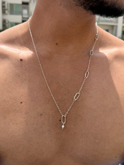 Waves Paperclip Necklace in Sterling Silver 925s