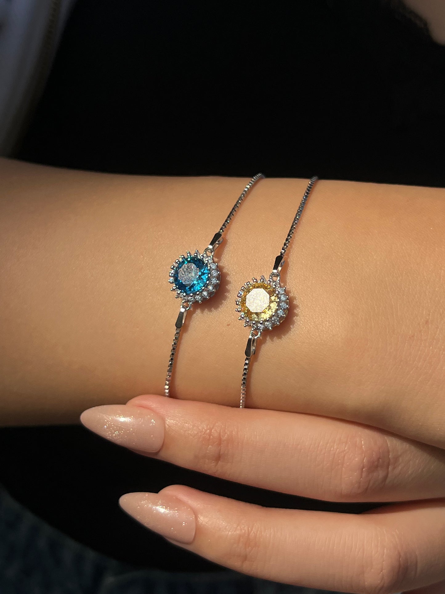 Round Zirconia Bracelet -in Sterling Silver -925