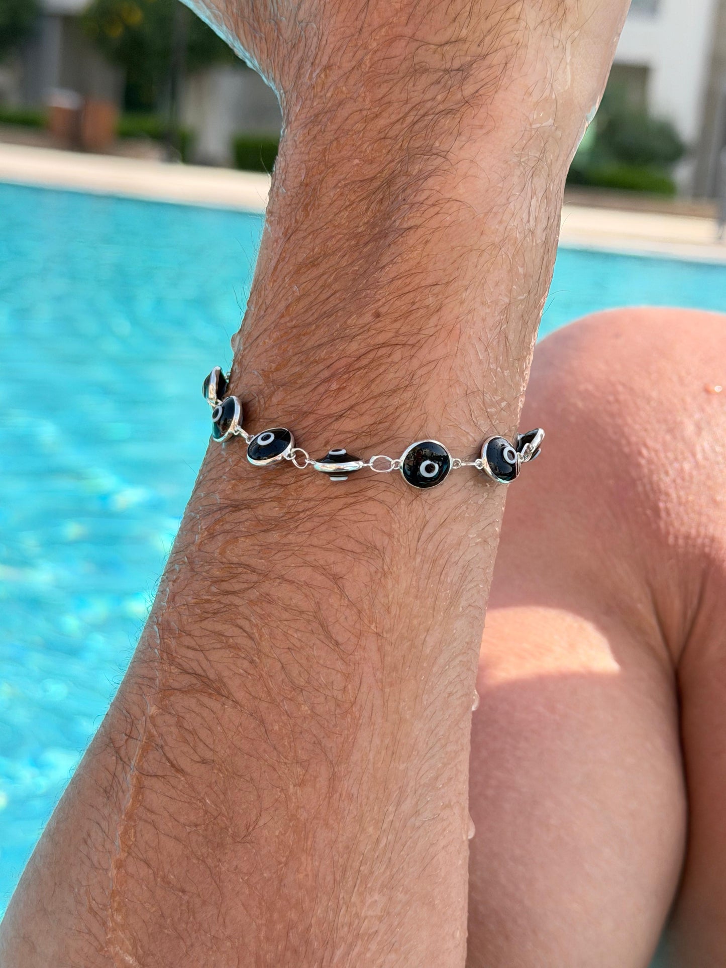 Black Evil Eye Bracelet Sterling Silver 925s