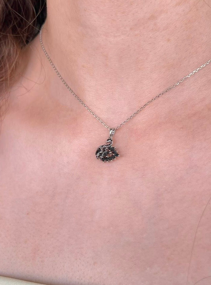 Simple Black Necklace in Italian Sterling silver s925