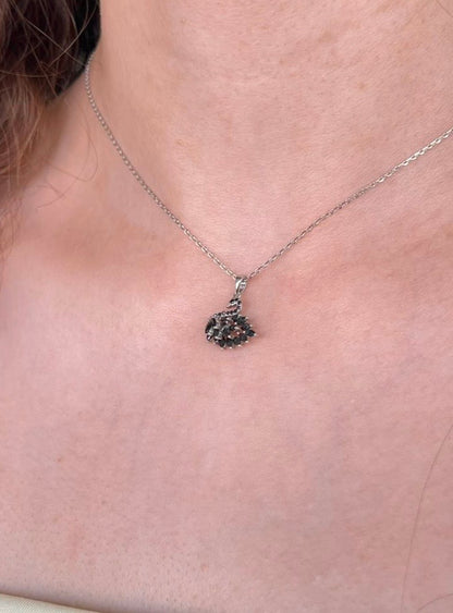Simple Black Necklace in Italian Sterling silver s925