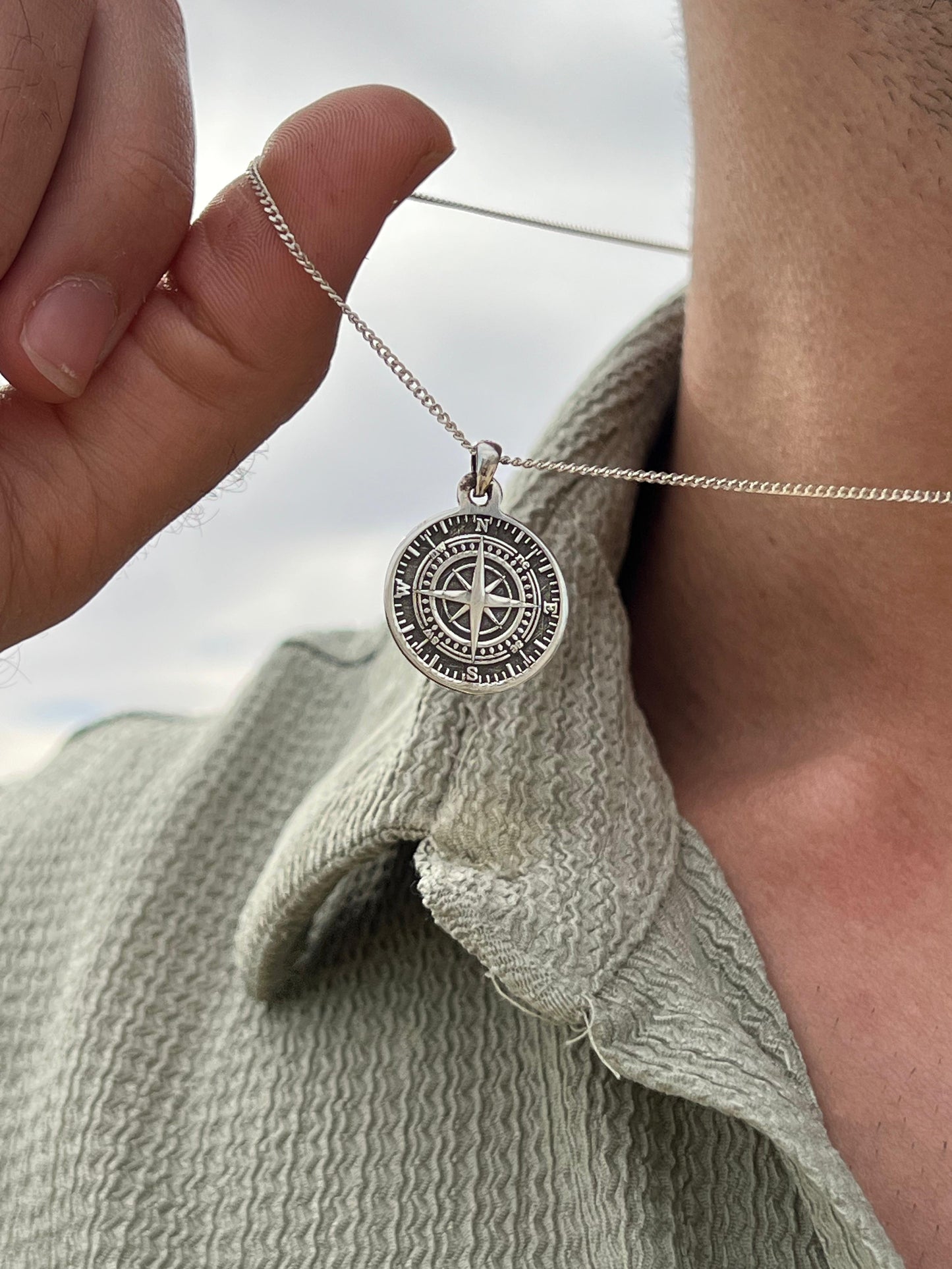 Compass Necklace Sterling Silver 925s