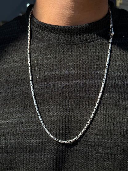 Bone Link Necklace for Men's Sterling Silver 925s- 64cm-3.5mm
