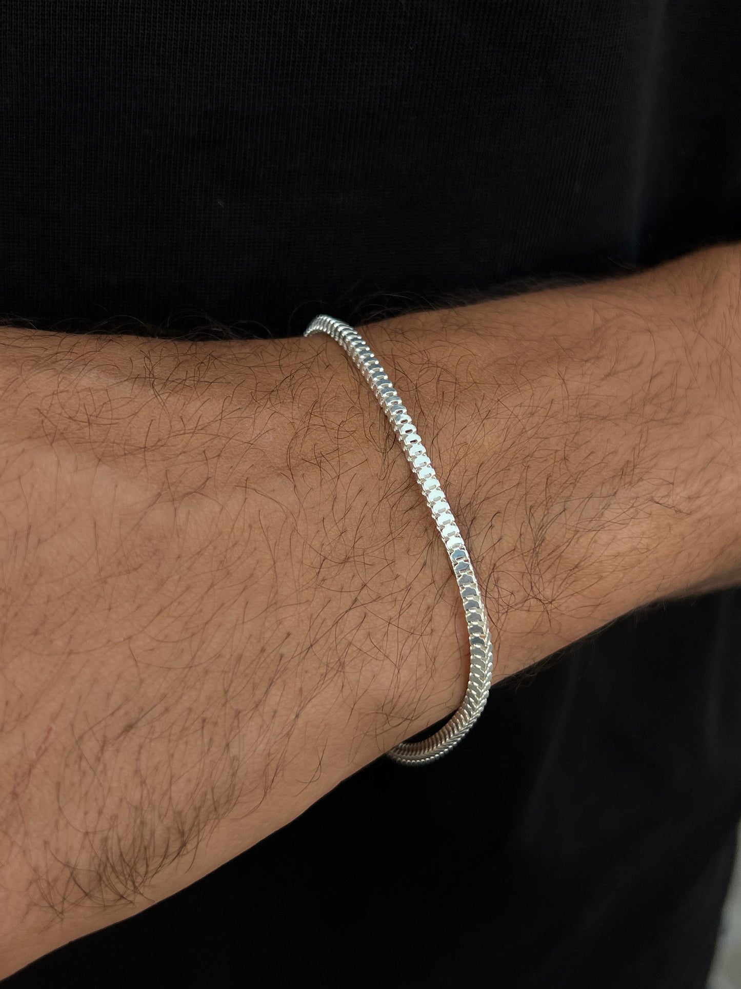 Sleek cubic Bracelet Sterling Silver 925s-(20,5cm-3mm)