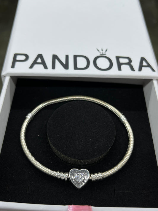 Pandora Moments Heart clasp Snake Chain Bracelet in Sterling Silver-925✨