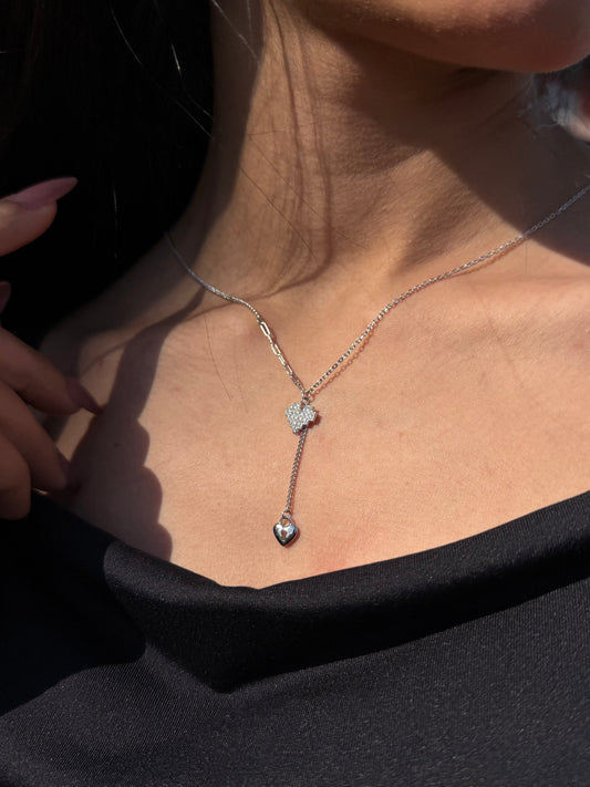 Pixel Heart Necklace in Sterling Silver 925s
