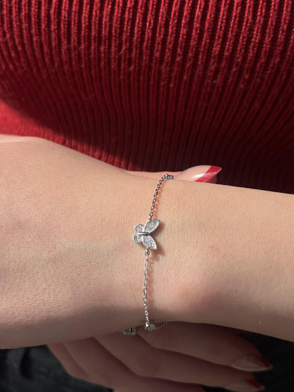 Zirconia Butterfly Bracelet -in Sterling Silver -925