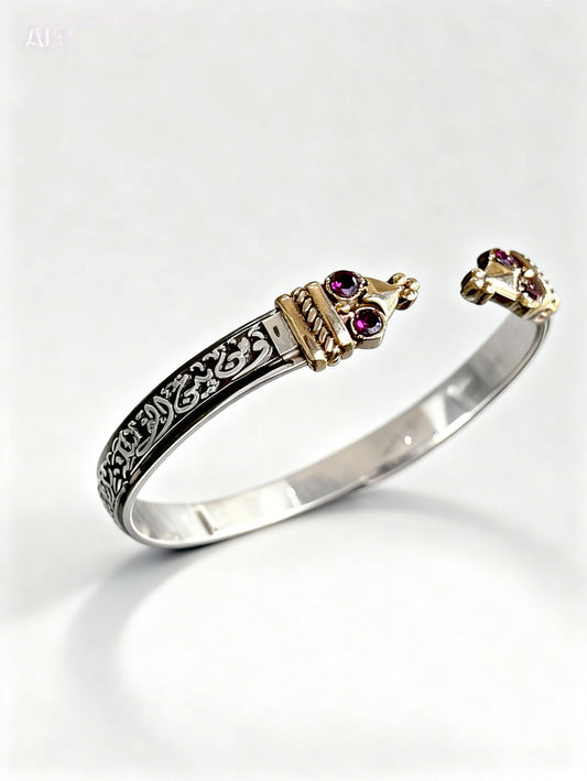Handcrafted Arabic Cuff Bangle — Sterling Silver