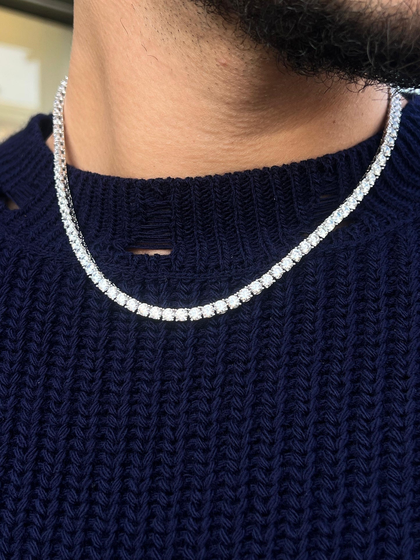 4mm Clear Tennis Necklace in Italian sterling silver-s925(45cm)