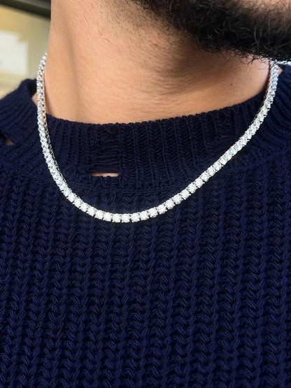 4mm Clear Tennis Necklace in Italian sterling silver-s925(45cm)