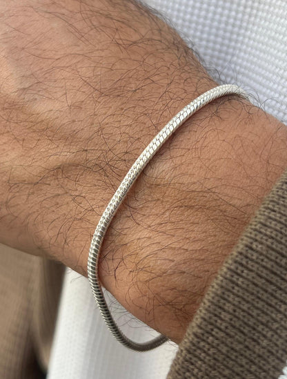 Rattail Bracelet for Men's Sterling Silver 925s (20.5cm-3mm)