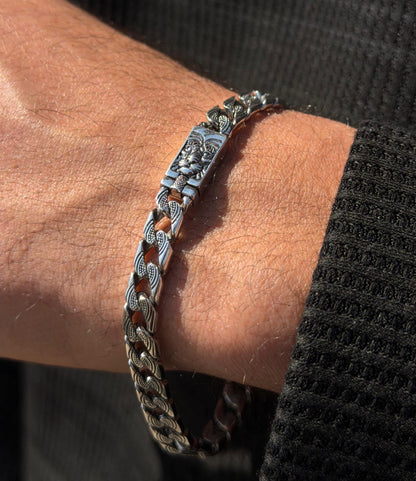 Knight’s Legacy Grommet-S925 Sterling Silver Bracelet (21cm-6.5mm)