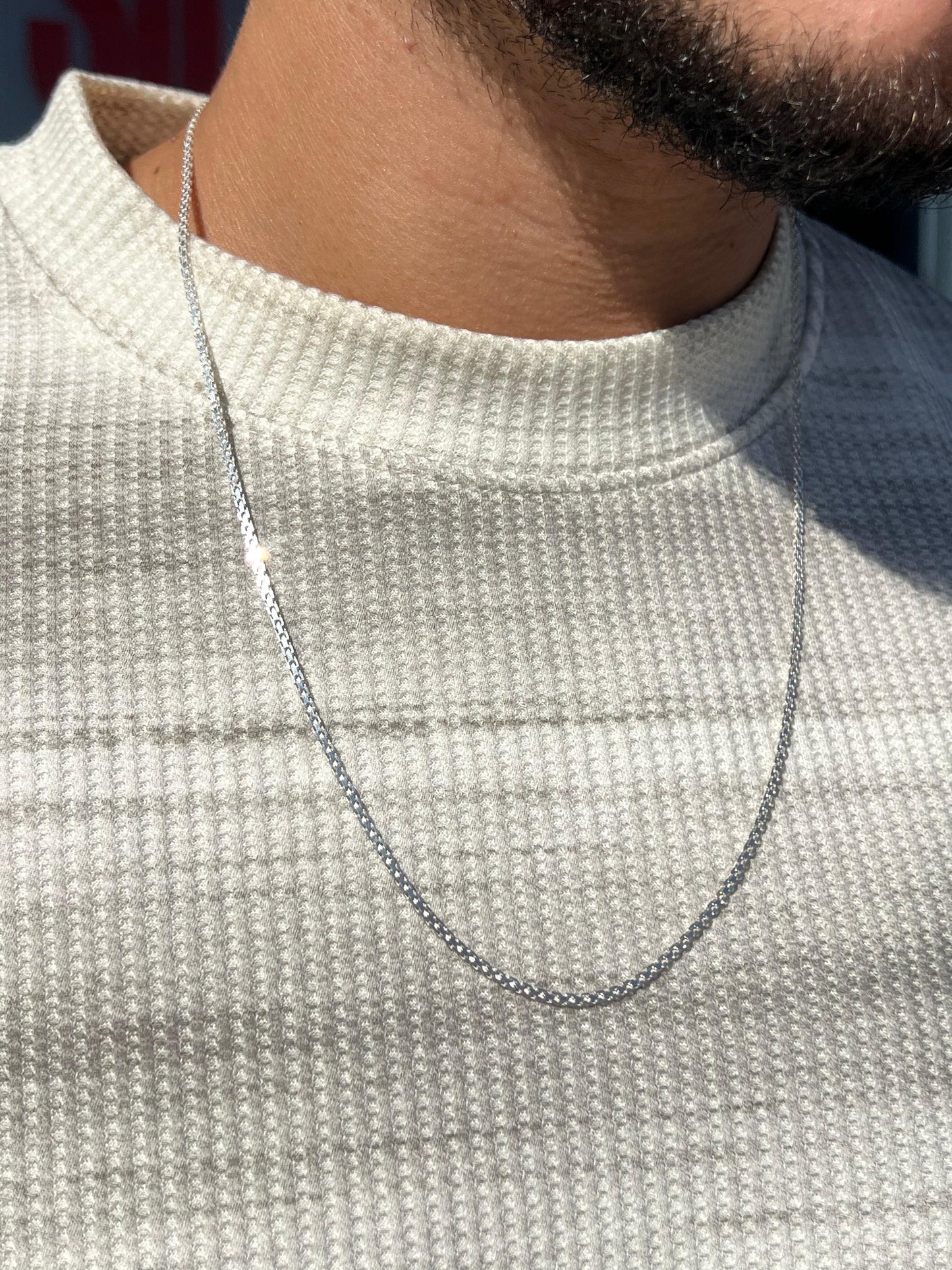 Single Bismark Necklace for Men's Sterling Silver 925s(3mm-60cm)