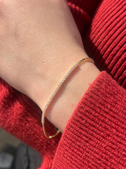 Fine Gold plated Tennis Bracelet -in Sterling Silver -925