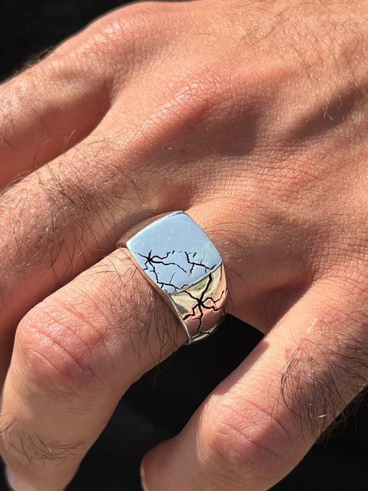 Squared Rock Ring -for Men's Sterling Silver 925s