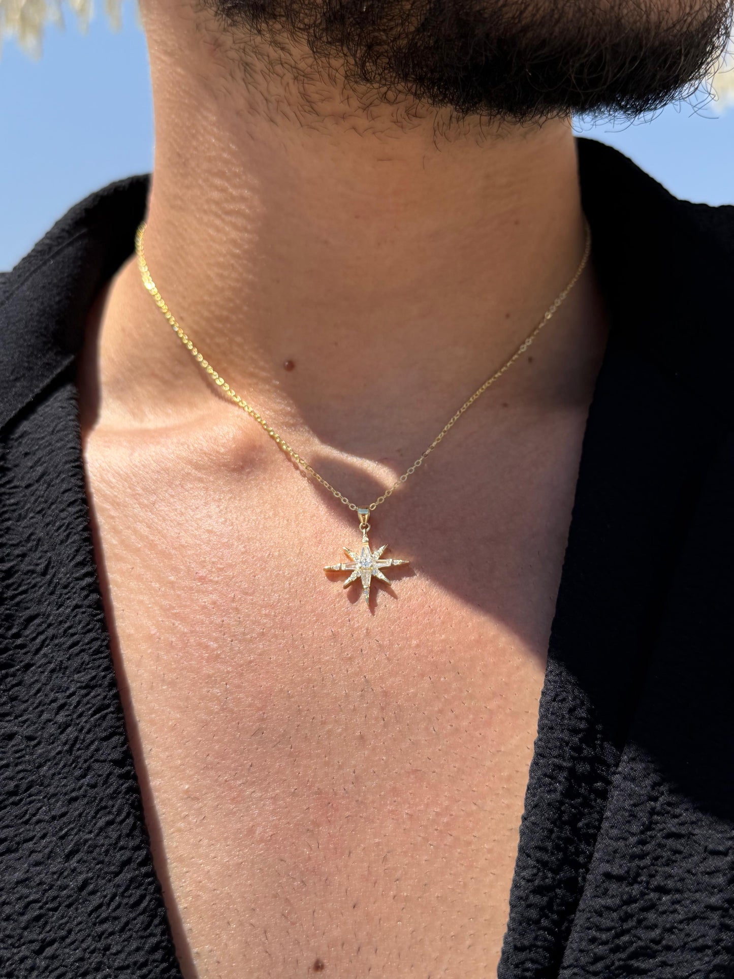 Starburst Necklace in Sterling Silver 925s-Fine Gold Plated
