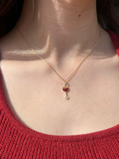Fine Gold plated GarniKey Necklace-in Sterling Silver -925