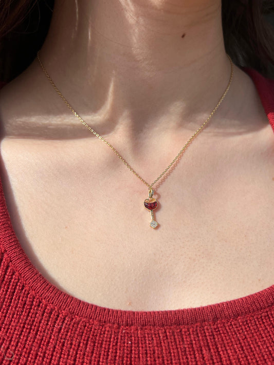 Fine Gold plated GarniKey Necklace-in Sterling Silver -925