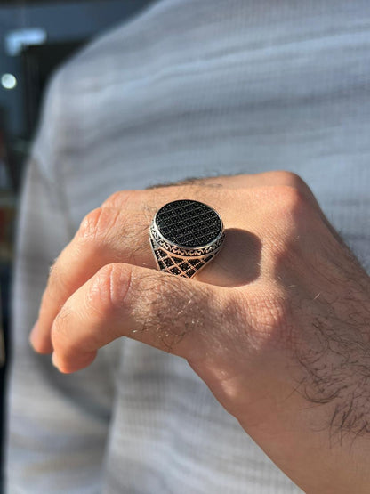 Detailed Black Zirconia Ring -Sterling Silver 925s