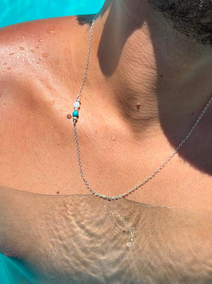Turquoise Beaded Necklace in Sterling Silver 925s