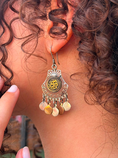 Arabic Earrings(القلب يعشق كل جميل) in Sterling Silver-925s