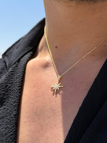 Starburst Necklace in Sterling Silver 925s-Fine Gold Plated