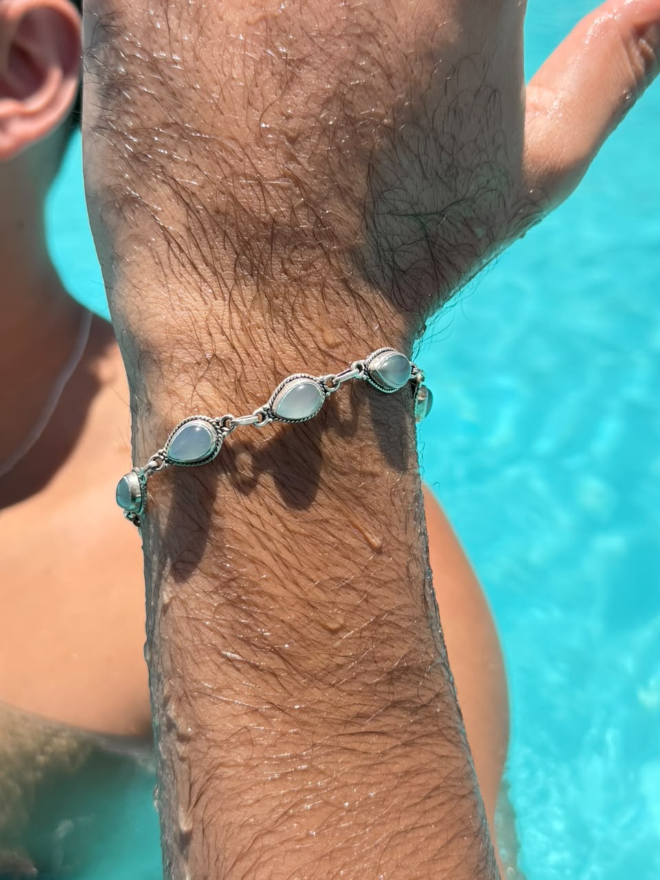 A moon stone  Bracelet Sterling Silver 925s-19cm