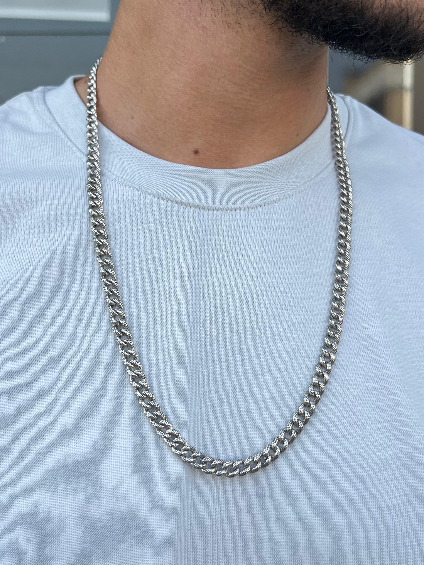 Turkish Engraved Grommet Necklace For Men Sterling Silver - 925