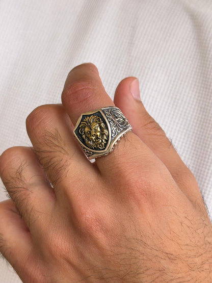 Gilded Lion Ring -for Men's Sterling Silver 925s