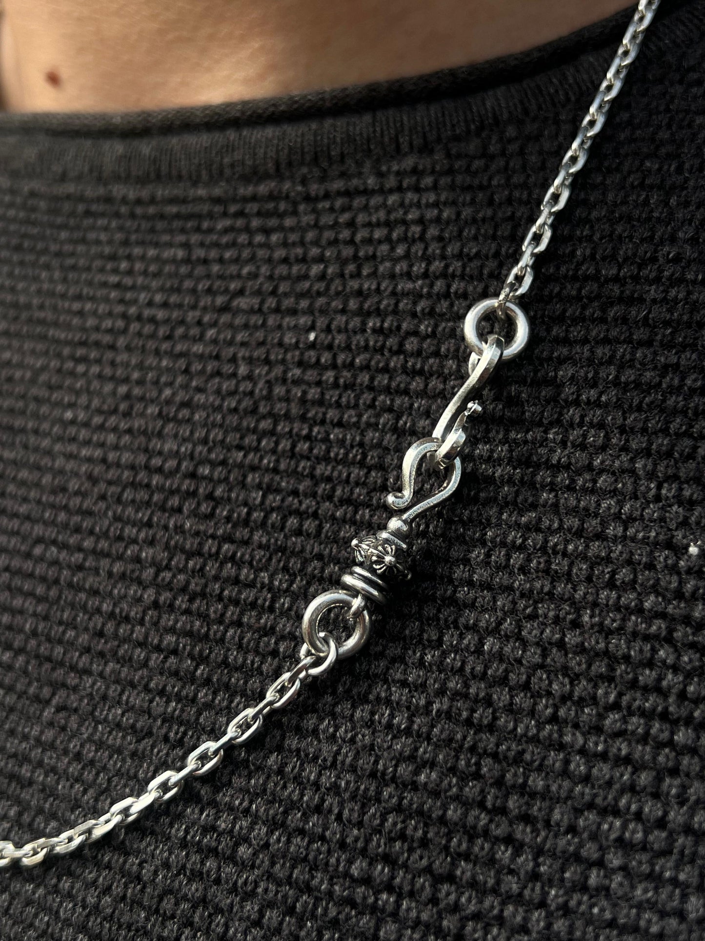 Pin Link Necklace Sterling Silver 925s-(3mm,59cm)
