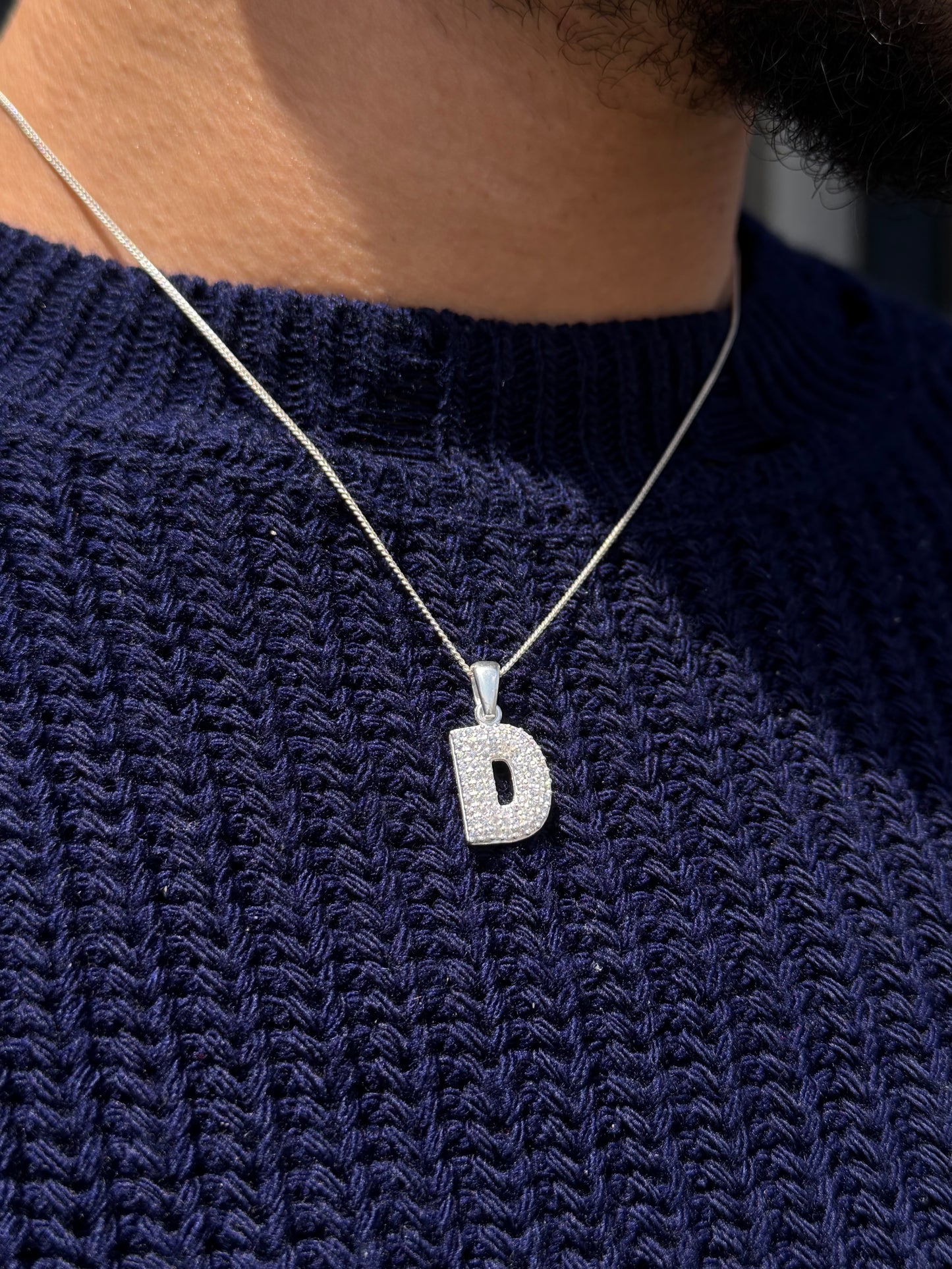 Icey Letters Necklace in Italian sterling silver-s925