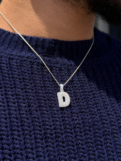 Icey Letters Necklace in Italian sterling silver-s925