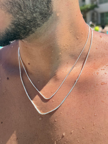 Rattail Necklaces for Men's Sterling Silver 925s-2mm