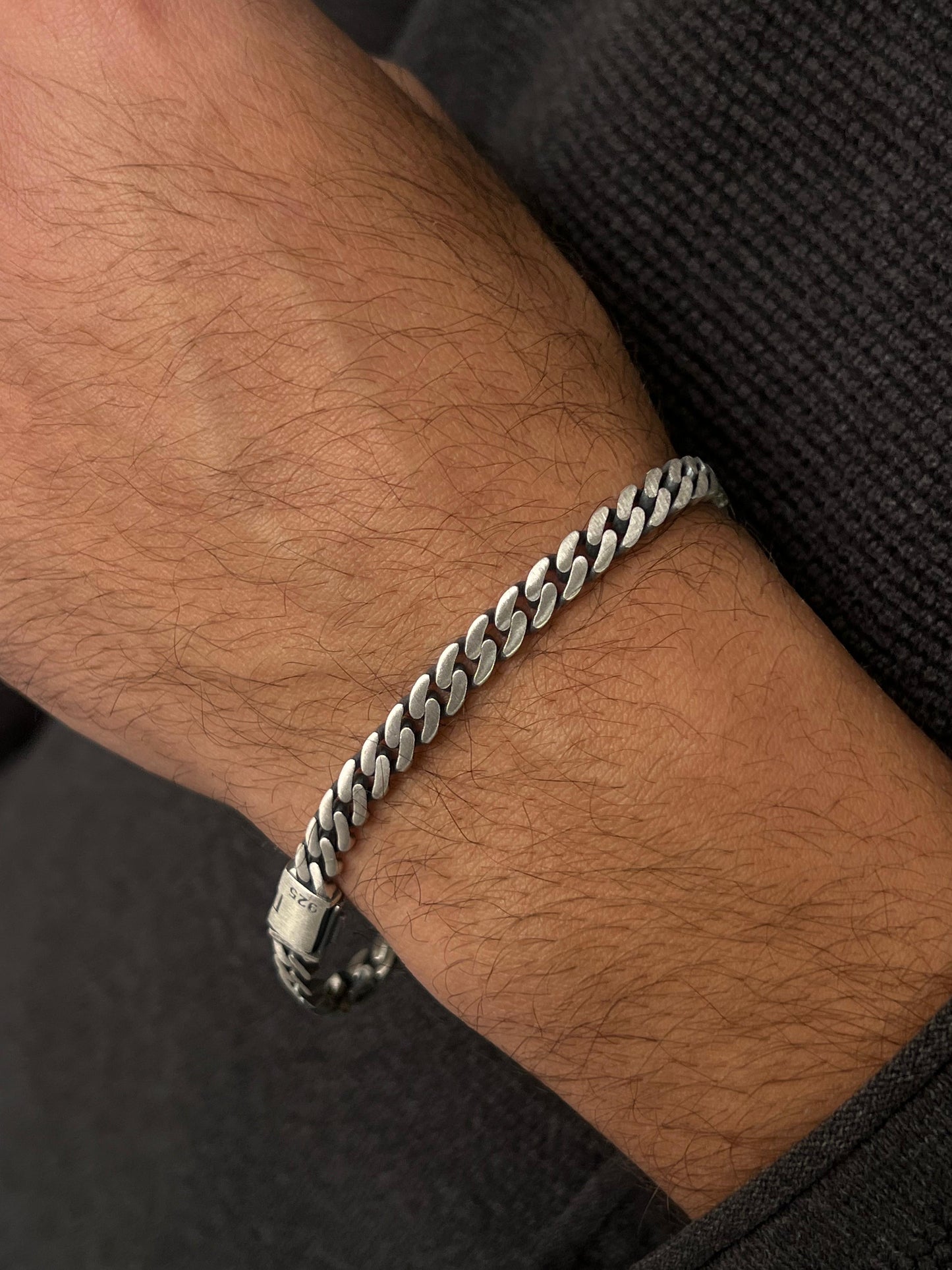 Solid Z Grommet Bracelet Sterling Silver 925s-6mm