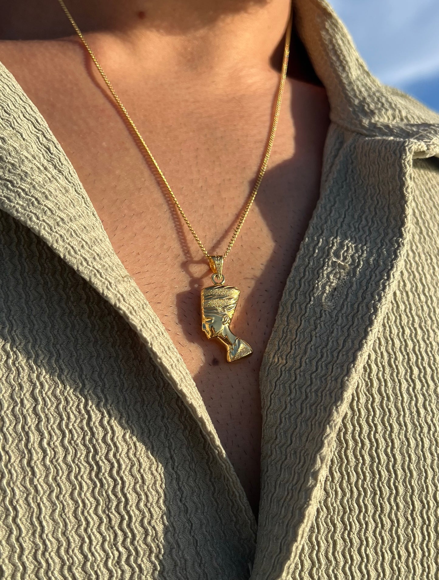 Premium- Nefertiti Necklace in Sterling Silver 925s- Real 21K Gold Plated