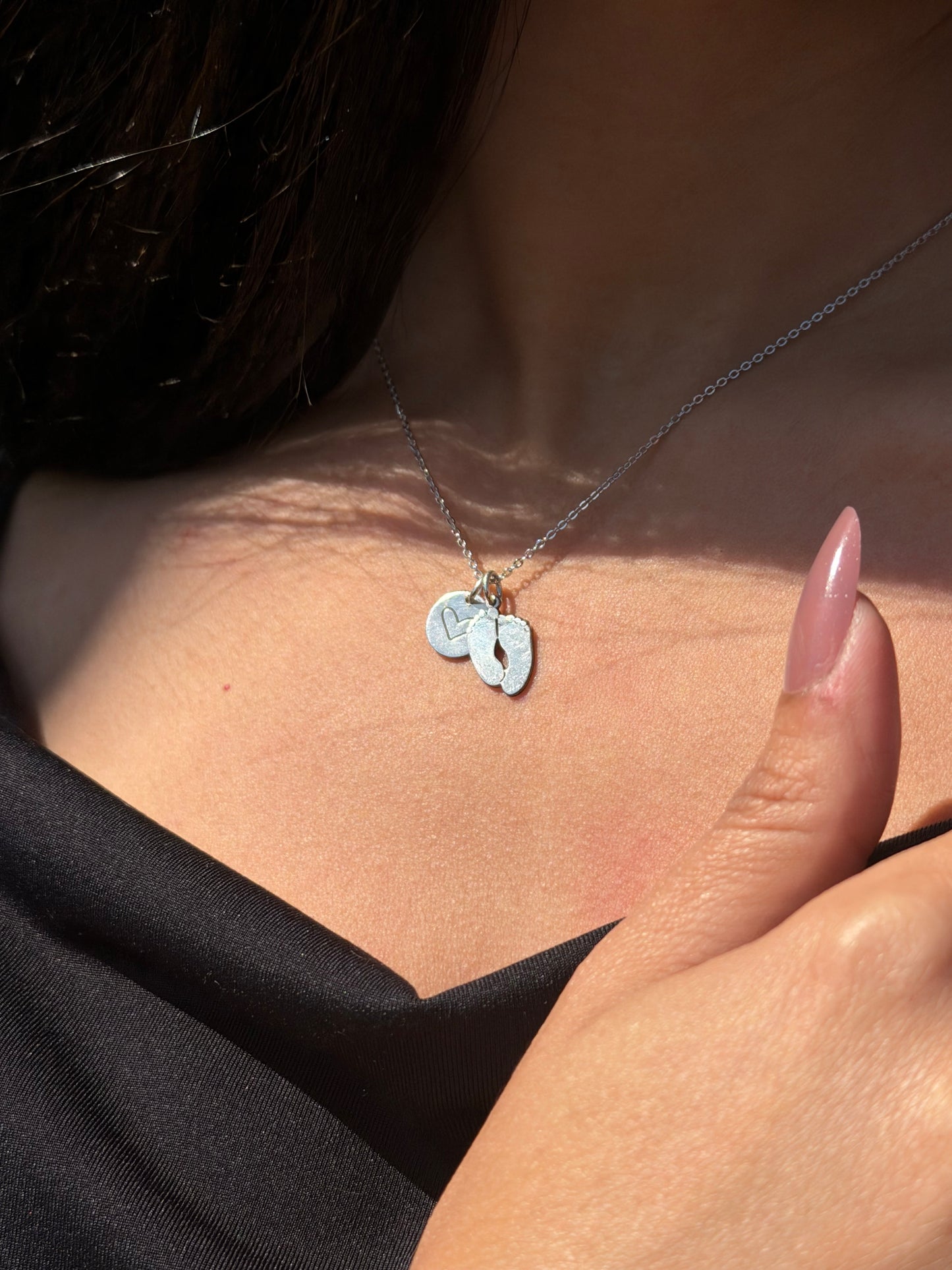 Baby Foot with Love charm Necklace 925s