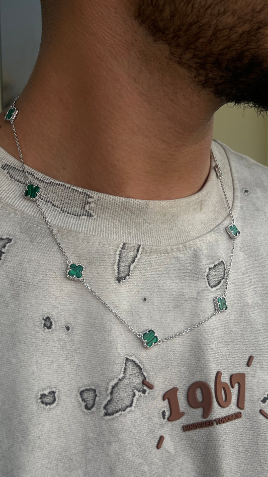Nine Green Van Cleef Necklace Sterling Silver 925s